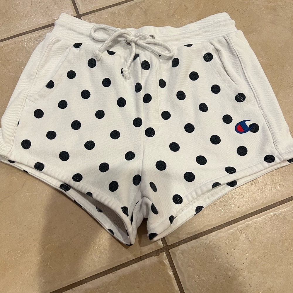 Champion Women's White Shorts with Black Polka Dots